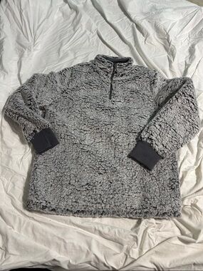 Plush Gray Sherpa Cowl Pullover Sweater
